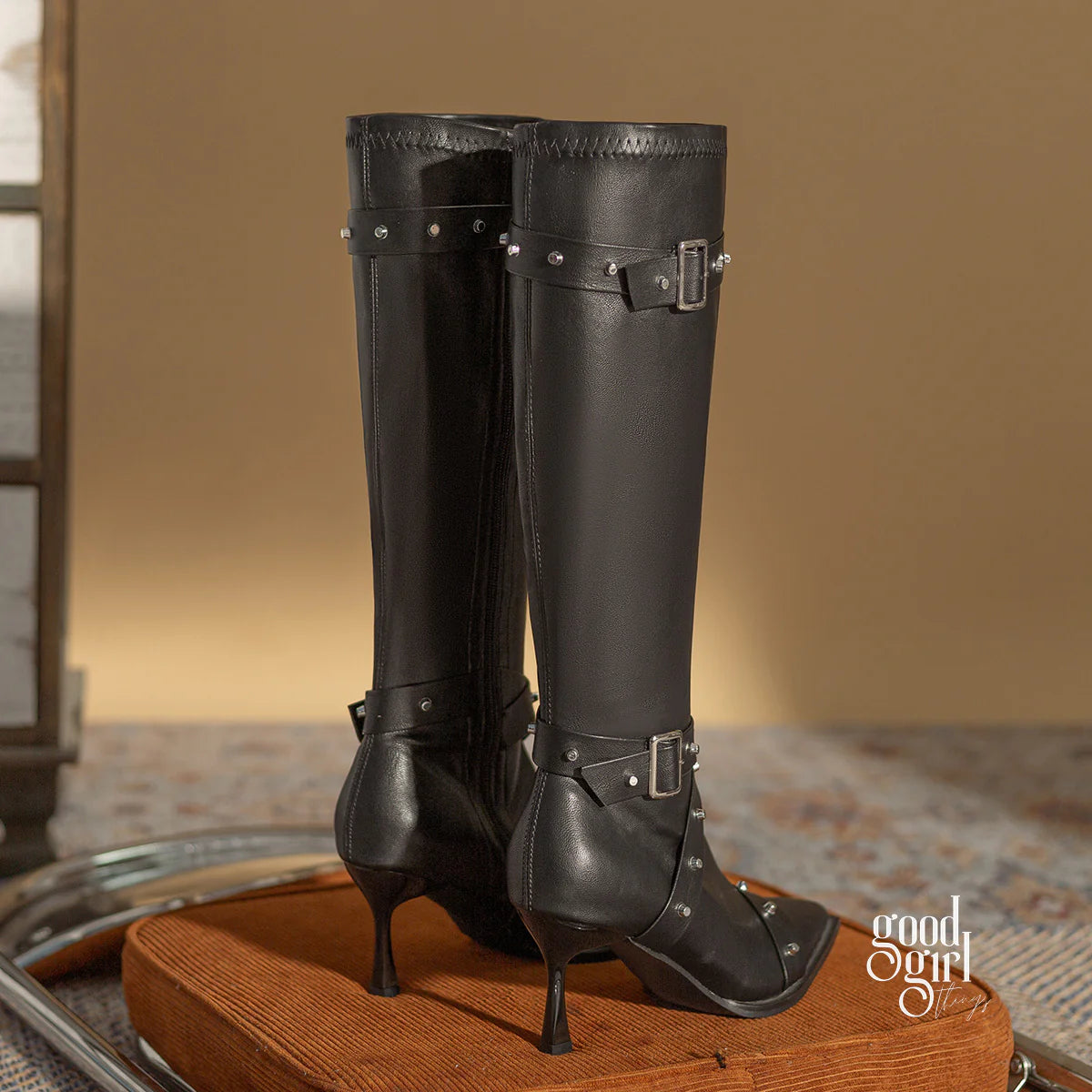 Valeria Buckle Strap Knee-High Boots