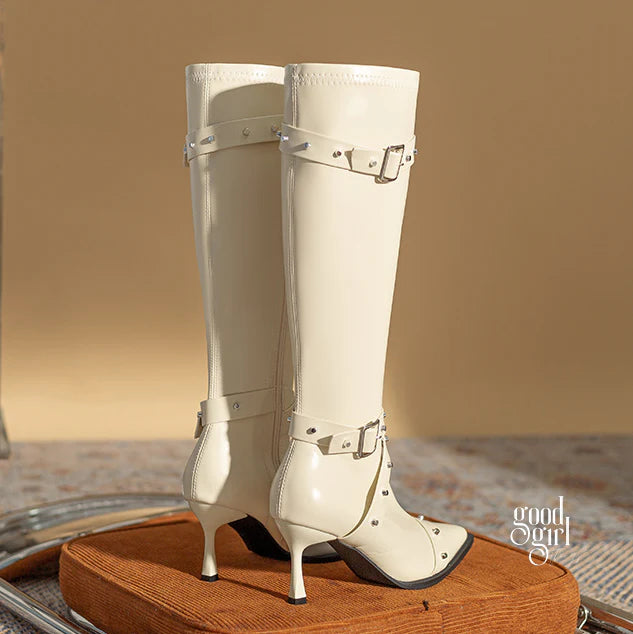 Valeria Buckle Strap Knee-High Boots