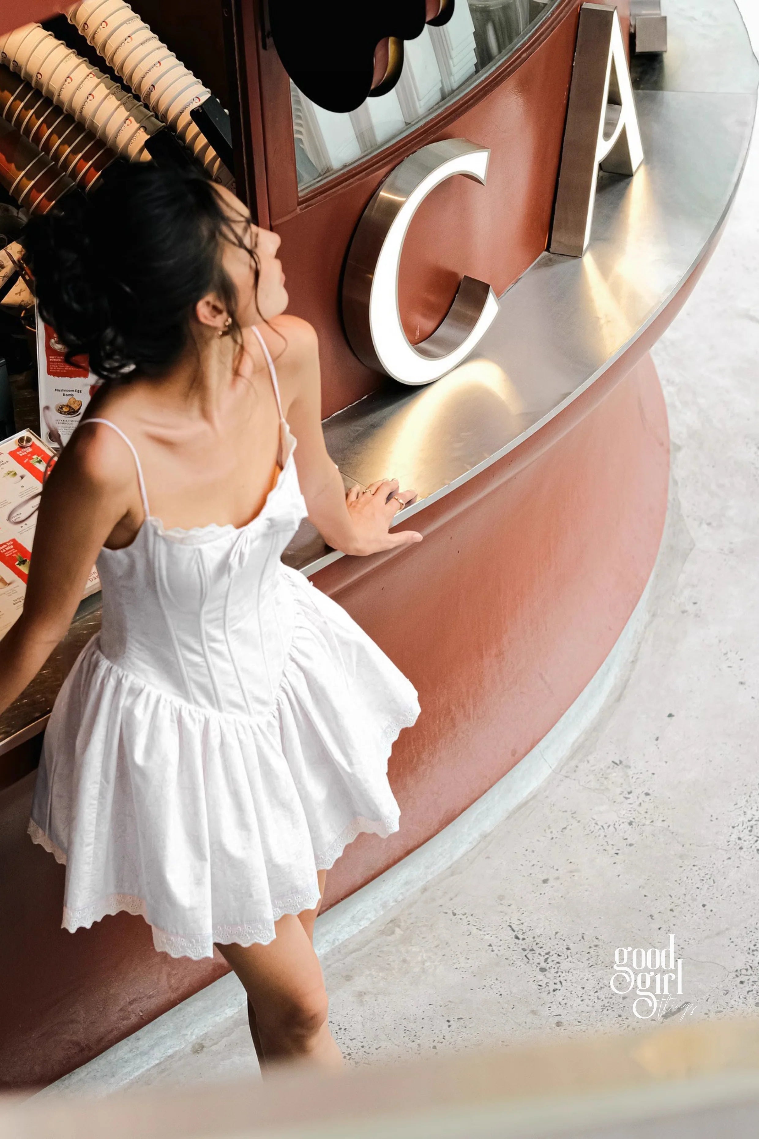 Arsema Puffy Lace Mini Dress