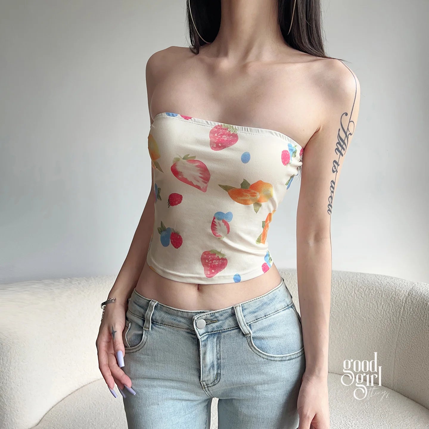 Ashtynn Fruit Print Tube Top