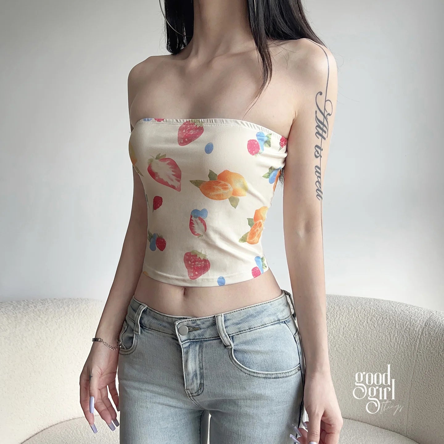 Ashtynn Fruit Print Tube Top