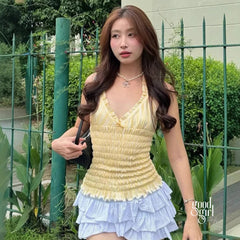 Austin Striped Ruffle Halter Top