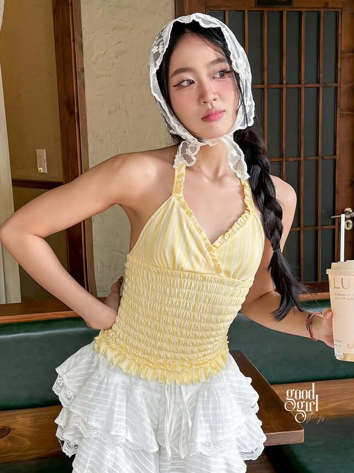 Austin Striped Ruffle Halter Top