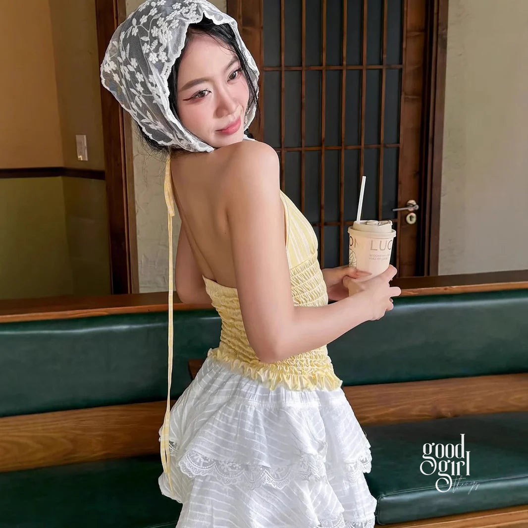 Austin Striped Ruffle Halter Top