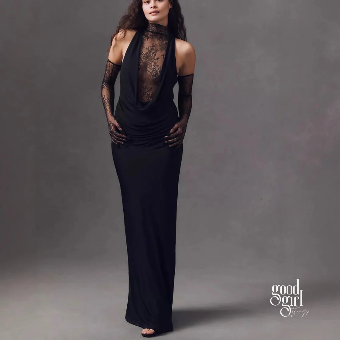 Brandi Halter Lace Gown