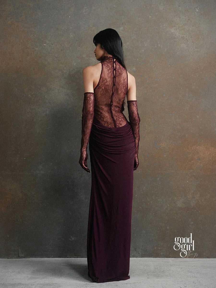 Brandi Halter Lace Gown
