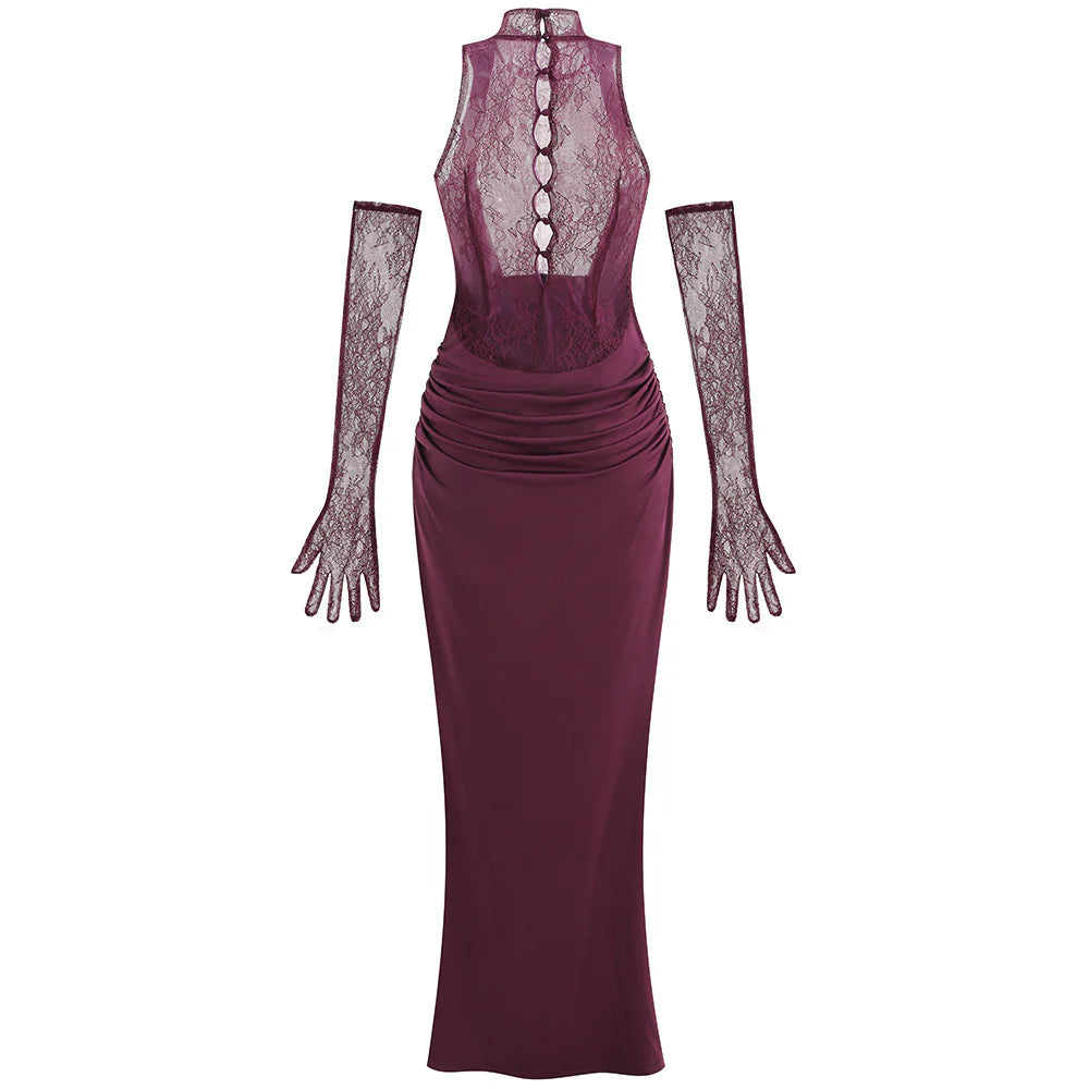Brandi Halter Lace Gown