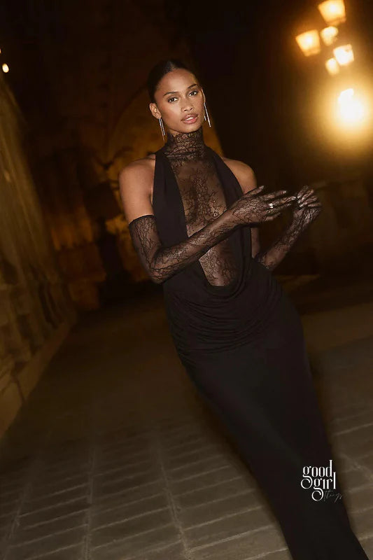 Brandi Halter Lace Gown