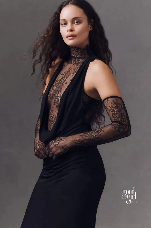 Brandi Halter Lace Gown