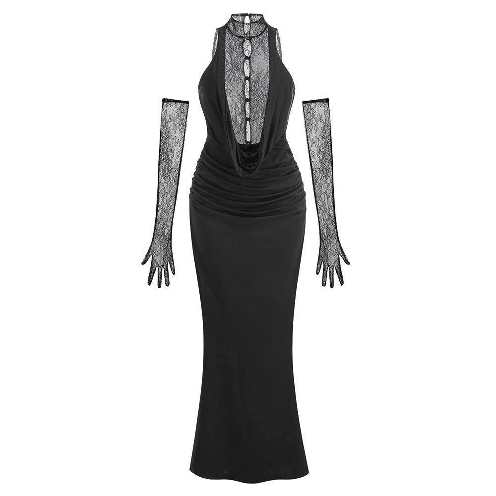 Brandi Halter Lace Gown