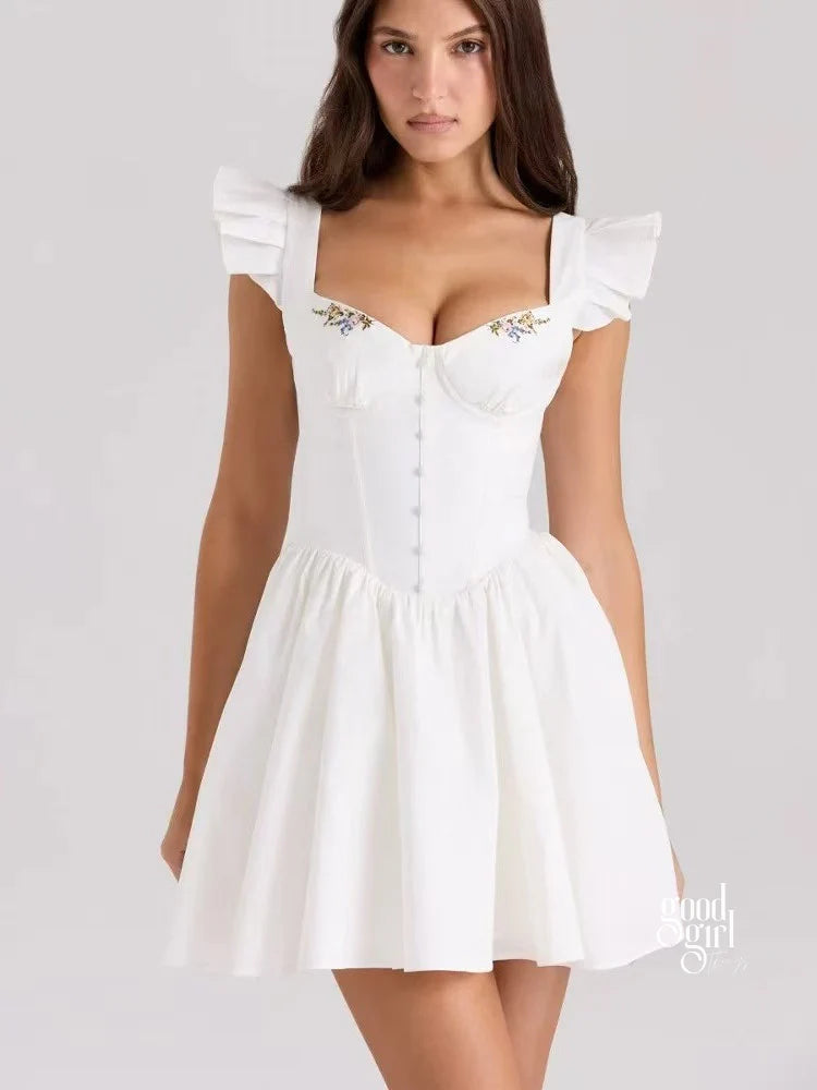Briseida Flutter-Sleeve Mini Dress