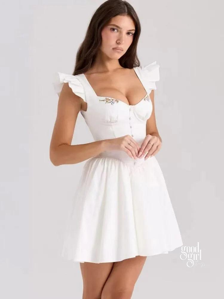 Briseida Flutter-Sleeve Mini Dress