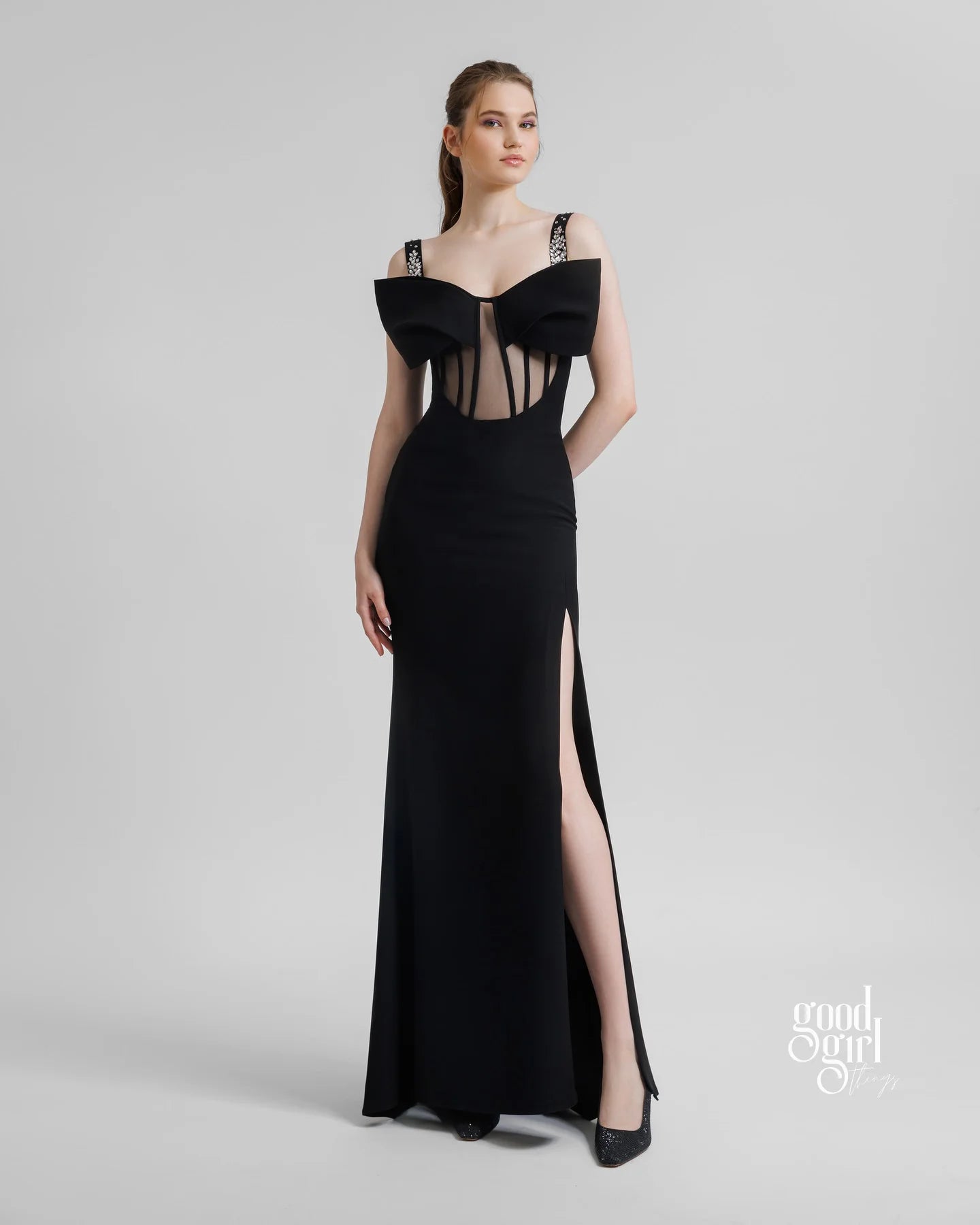Bruchy Embellished Mesh Maxi Dress