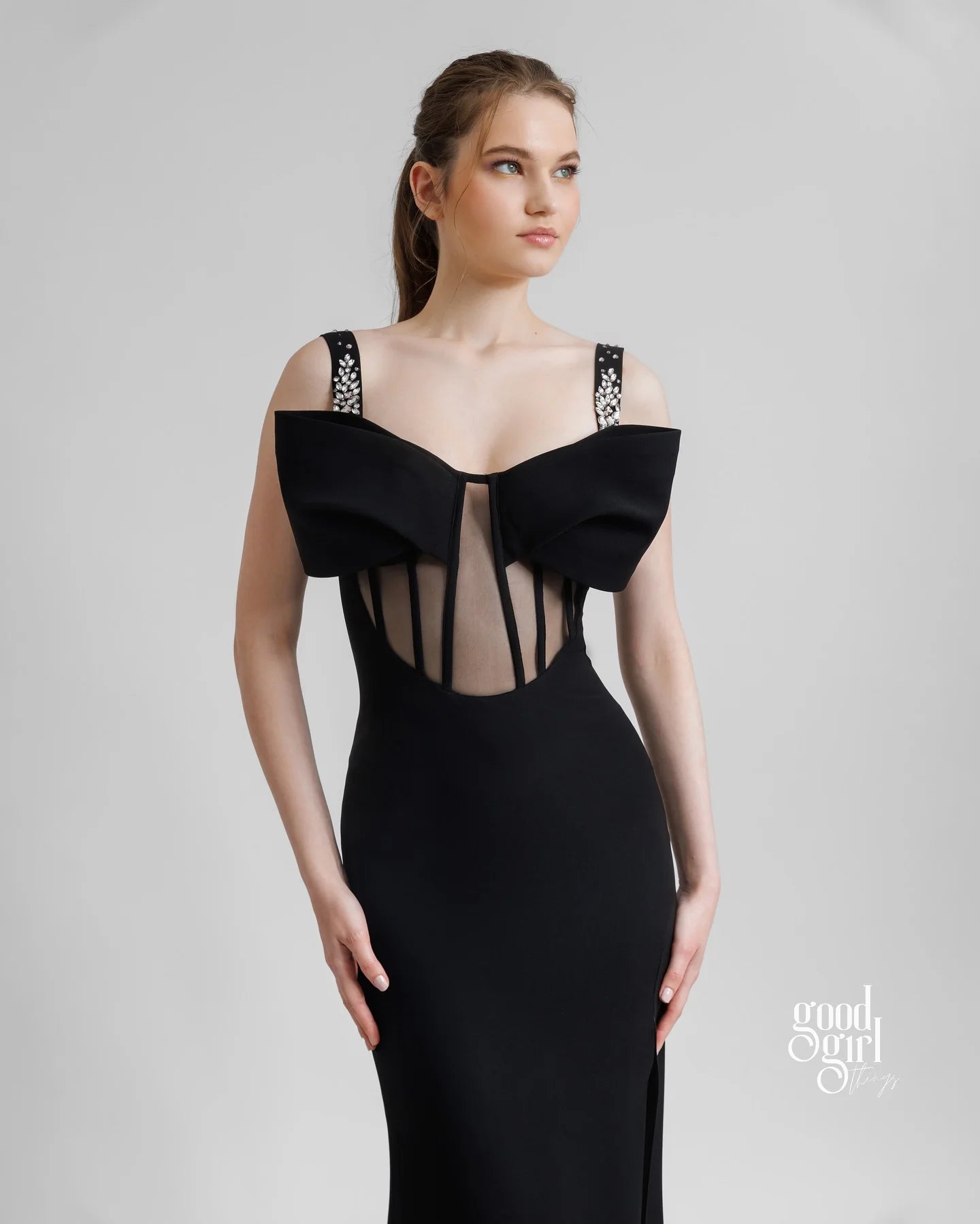 Bruchy Embellished Mesh Maxi Dress
