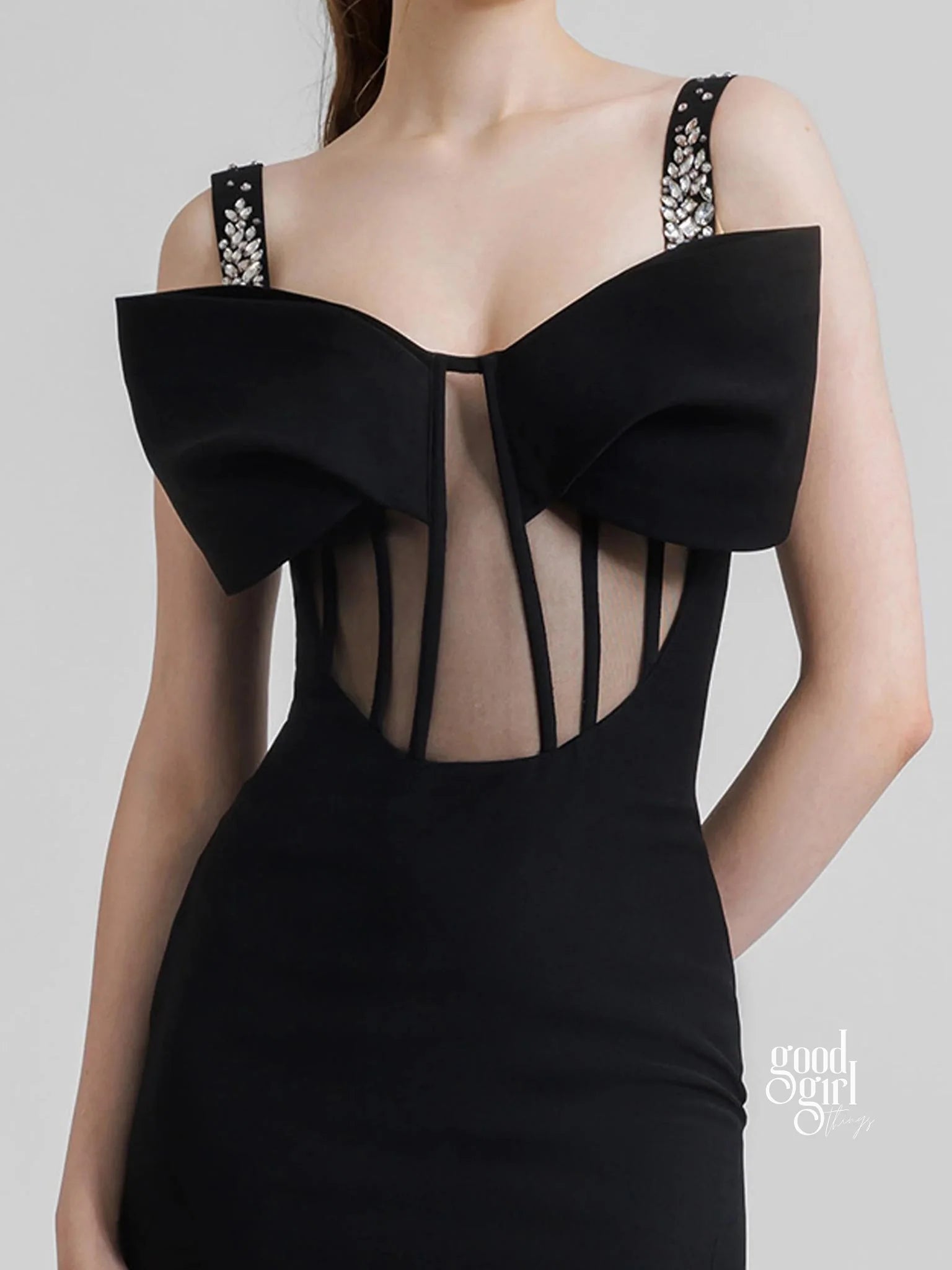 Bruchy Embellished Mesh Maxi Dress