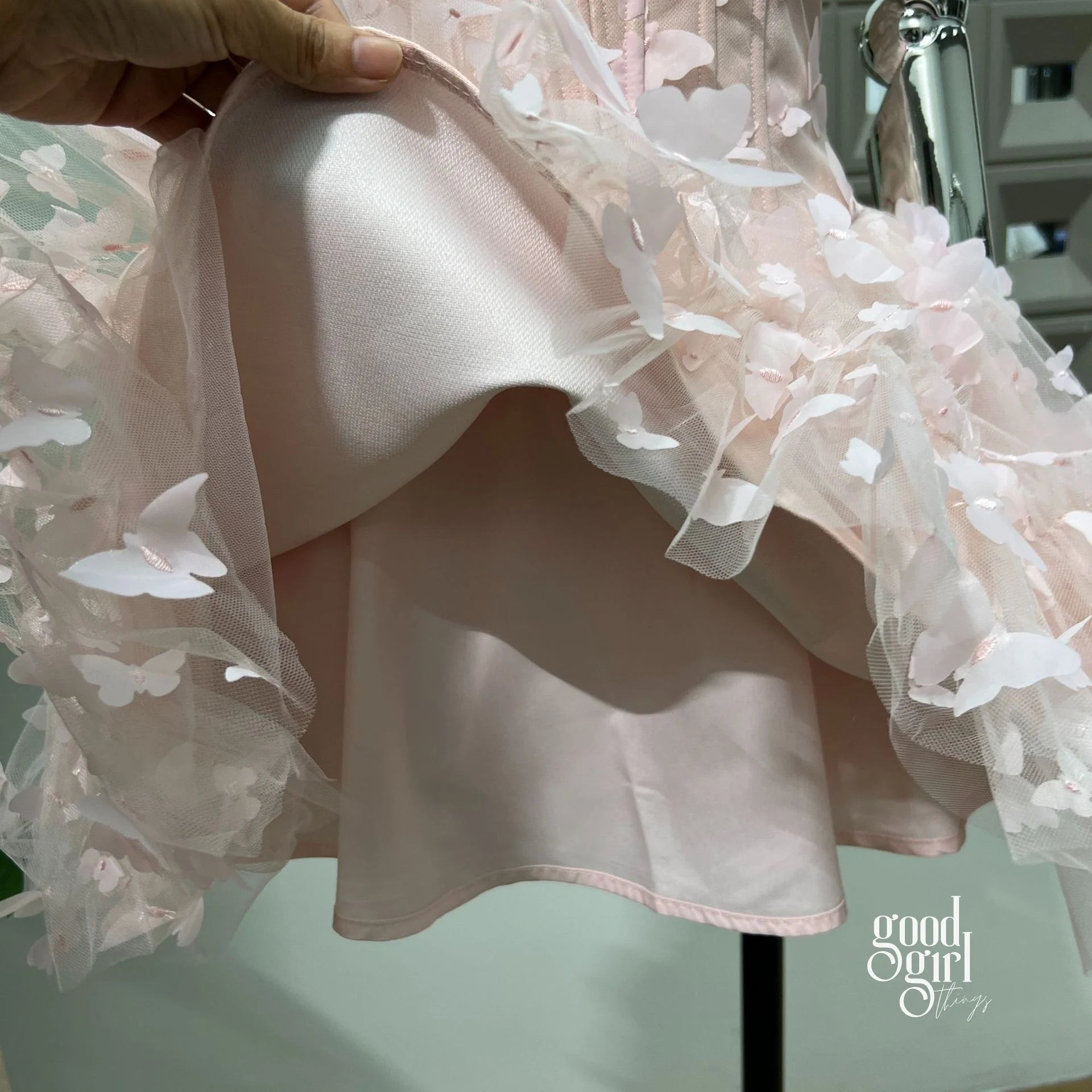 Butterfly Applique Corset Mini Dress - Light Pink