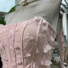 Butterfly Applique Corset Mini Dress - Light Pink