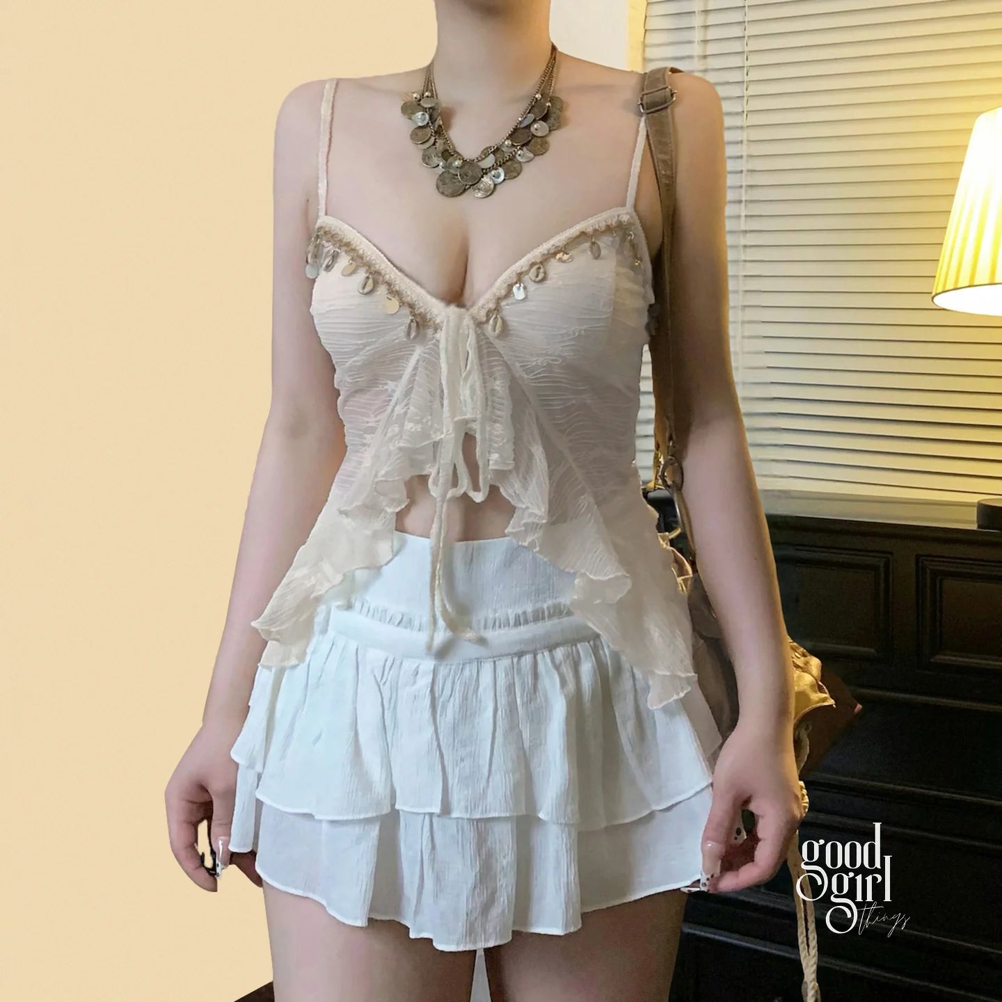 Chizaram Sequin Ruffle Crop Top