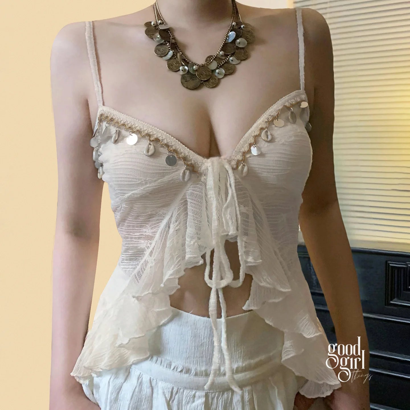 Chizaram Sequin Ruffle Crop Top