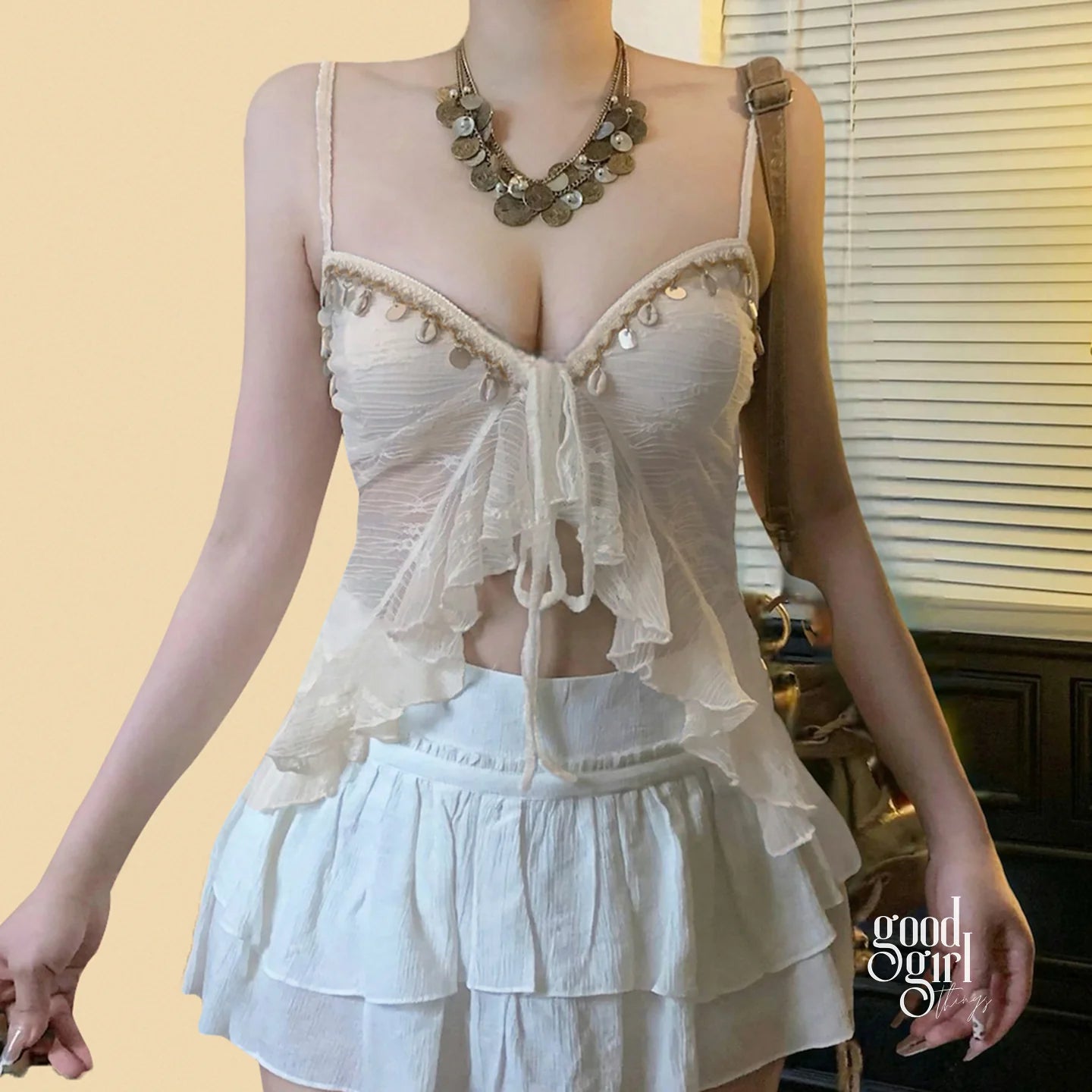 Chizaram Sequin Ruffle Crop Top