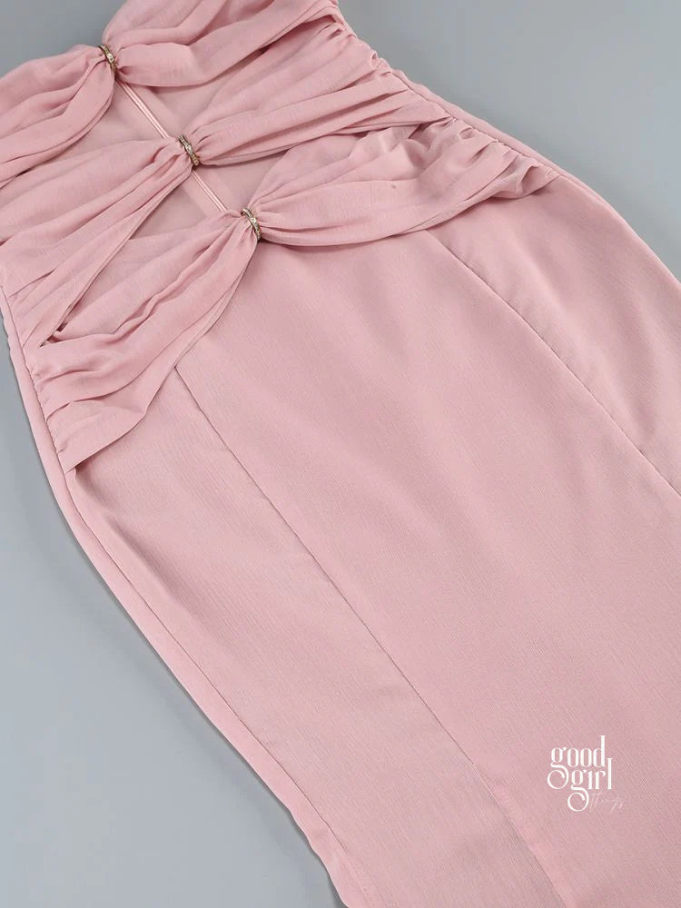 Dalary Pleated Fishtail Maxi Dress