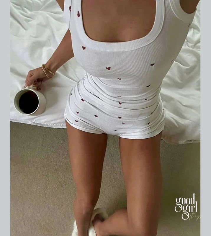 Daysi Heart Print Lounge Set