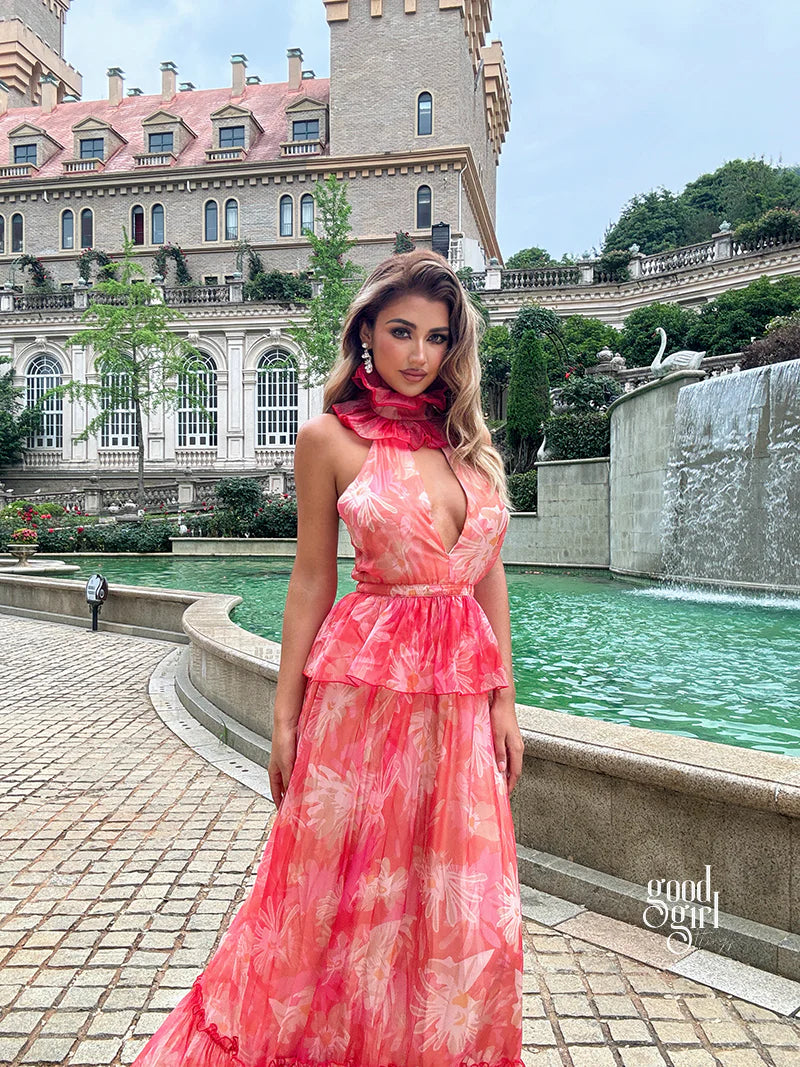Diala Halter Mesh Maxi Dress