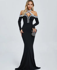 Dolores Halter Embellished Maxi Dress