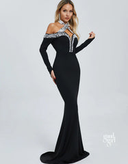 Dolores Halter Embellished Maxi Dress
