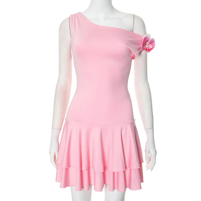 Dyani One Shoulder Pleated Dress