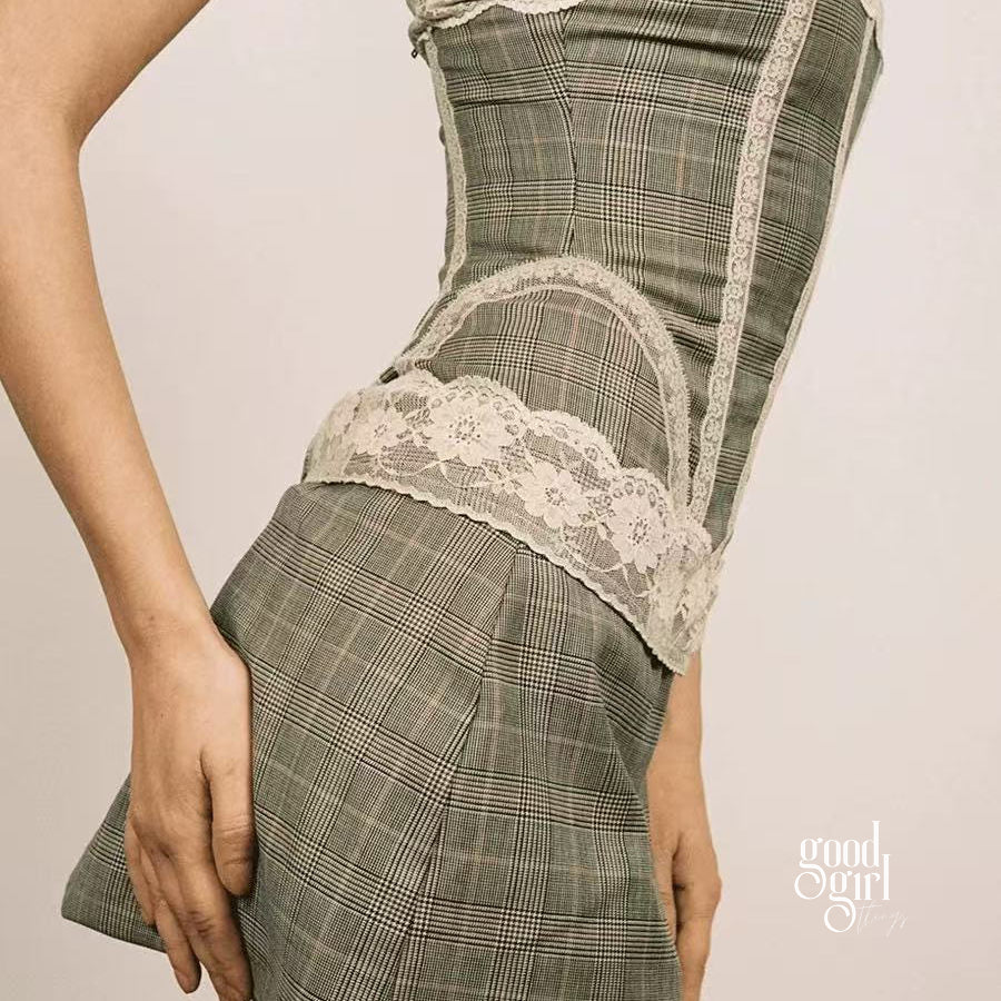 Effie Plaid Tube Top Skirt Set