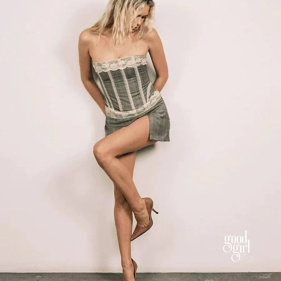 Effie Plaid Tube Top Skirt Set