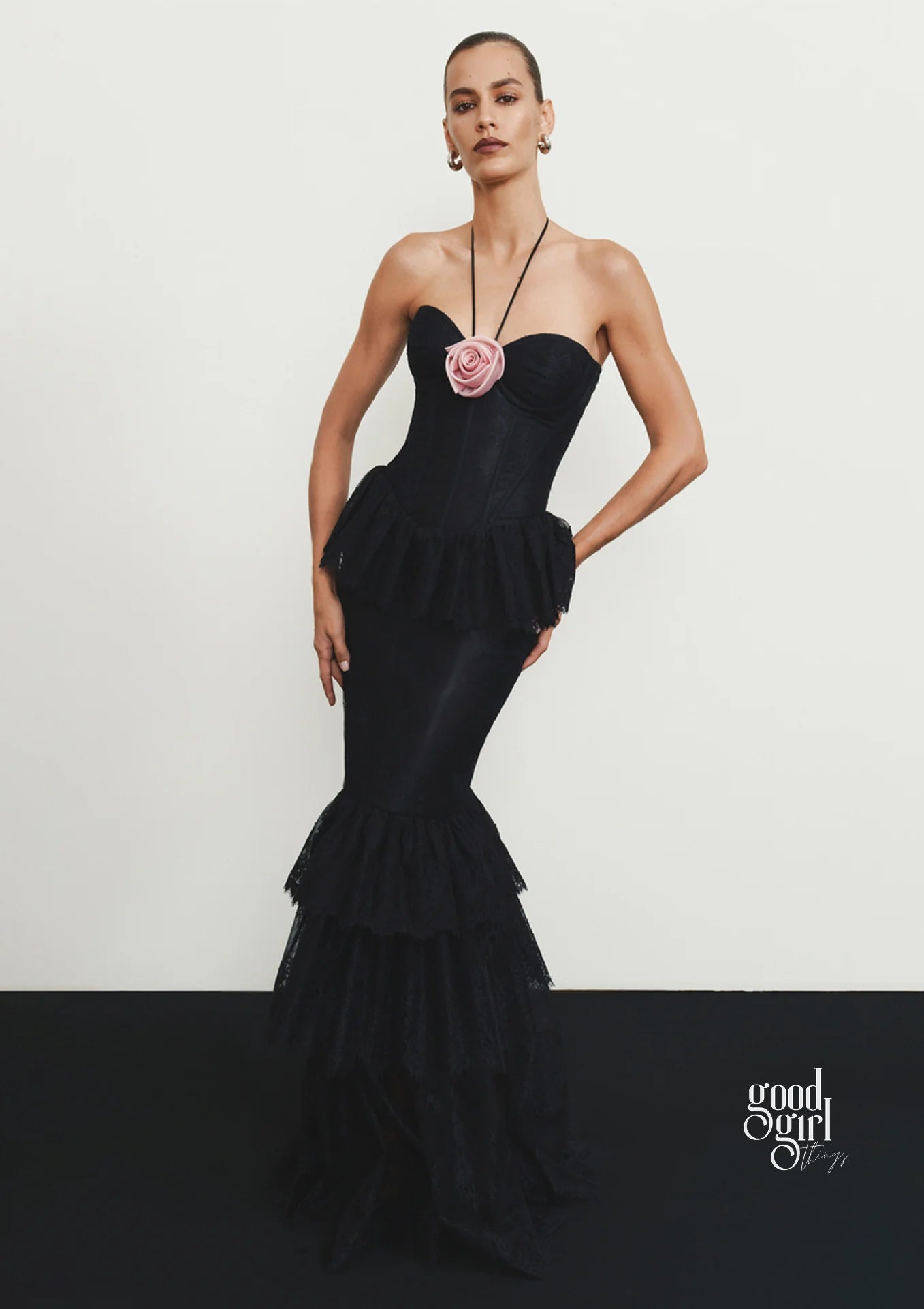 Eimy Floral Neck Lace Maxi Dress