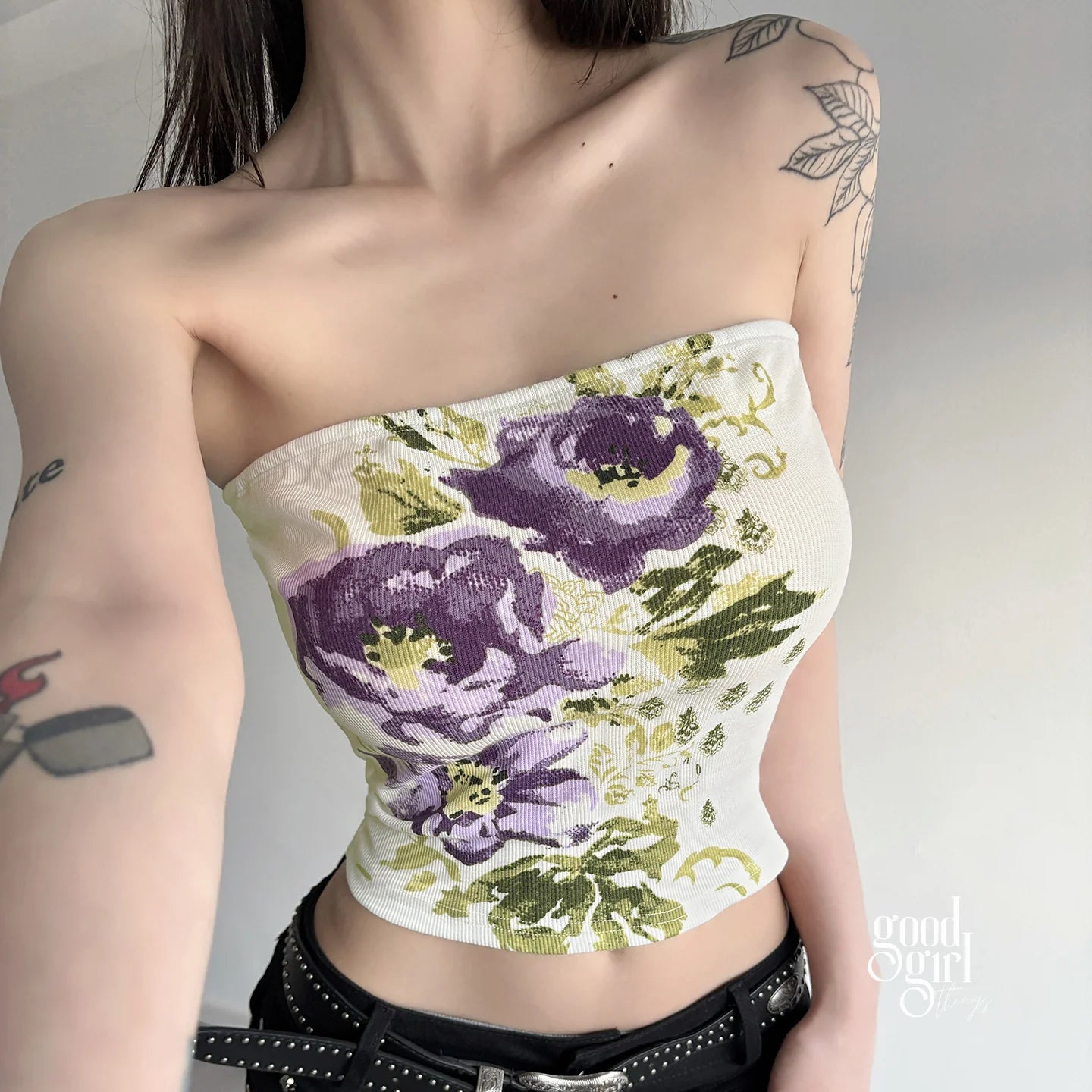 Elli Contrast Floral Tube Top