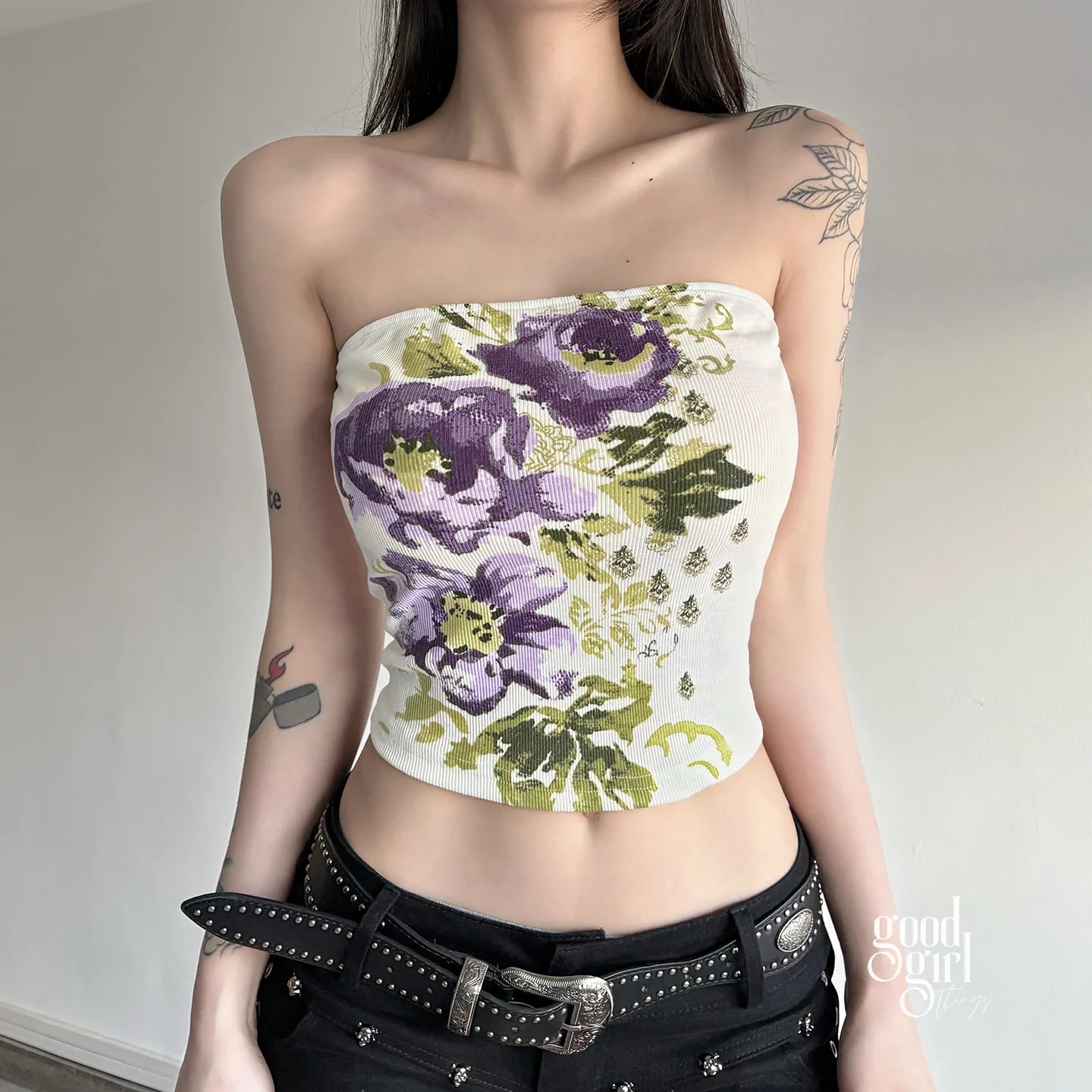 Elli Contrast Floral Tube Top