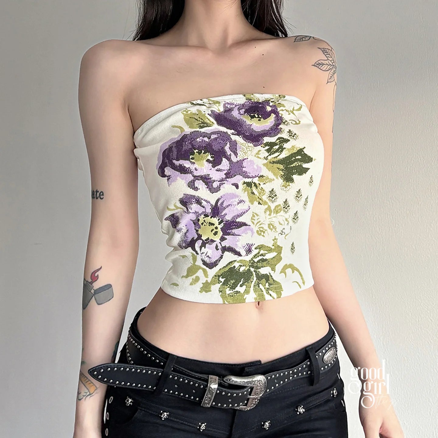Elli Contrast Floral Tube Top