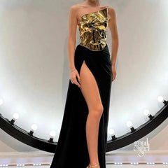 Elliemae Sequin Slit Gown