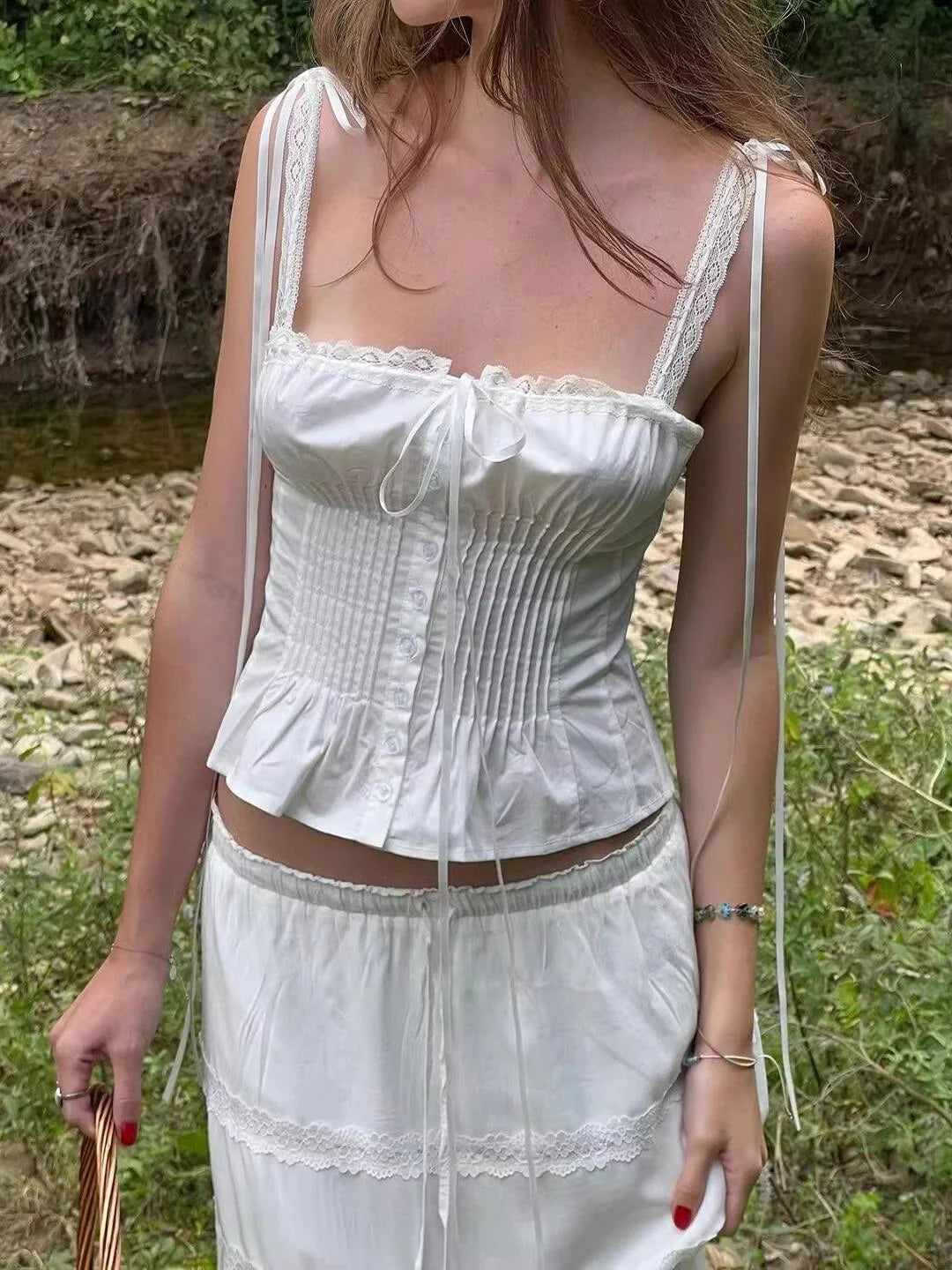 Etty Lace Bow Crop Top