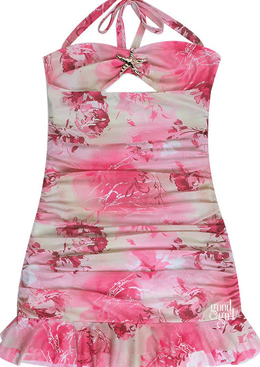 Floral Backless Mini Dress