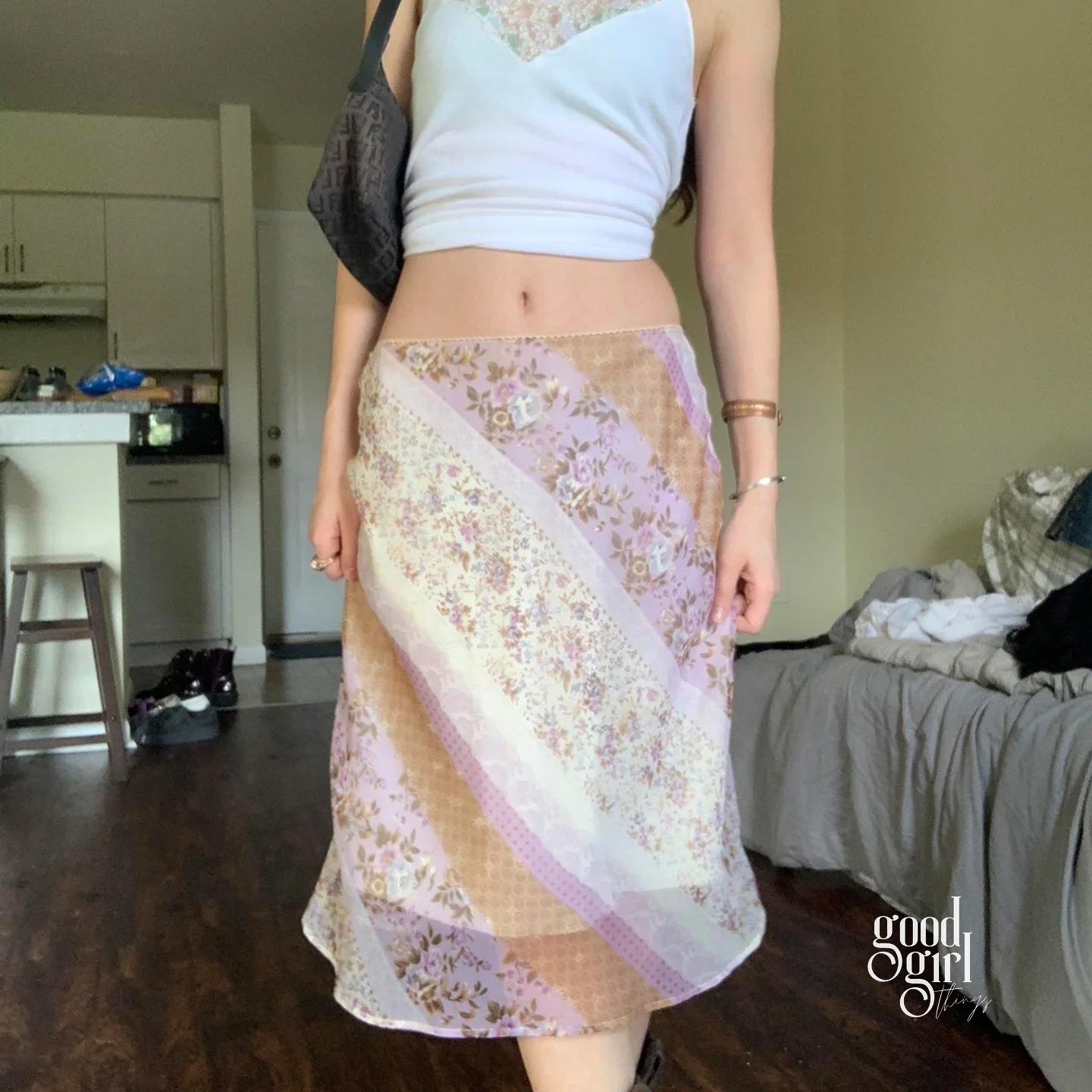 Freyja Floral Mesh Midi Skirt