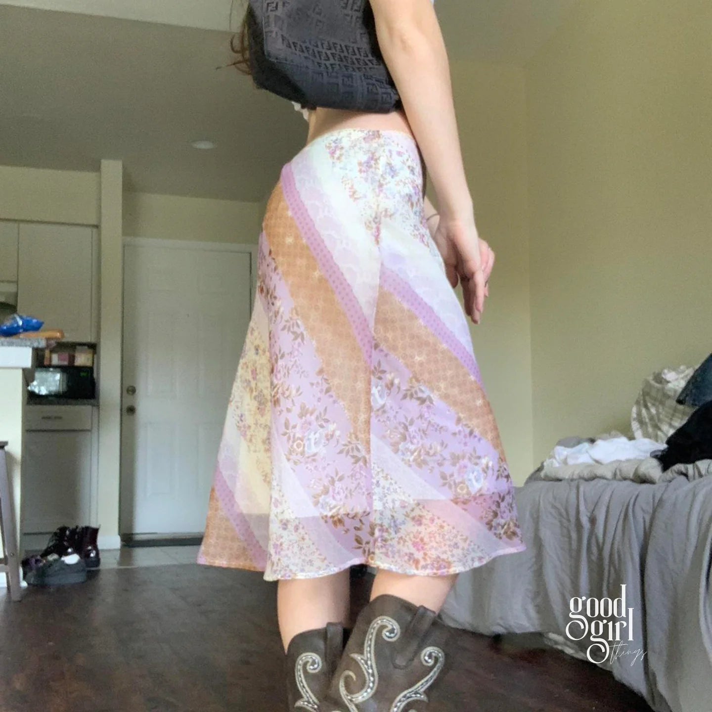 Freyja Floral Mesh Midi Skirt