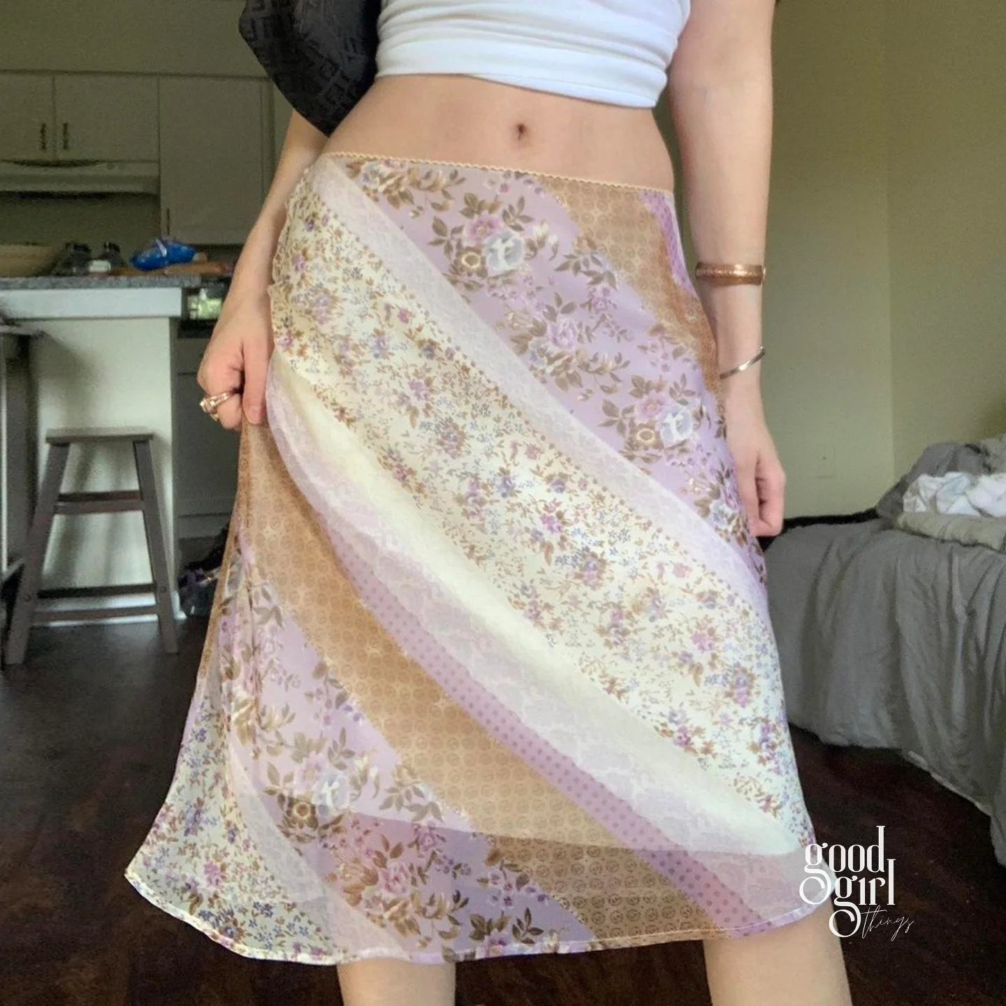 Freyja Floral Mesh Midi Skirt