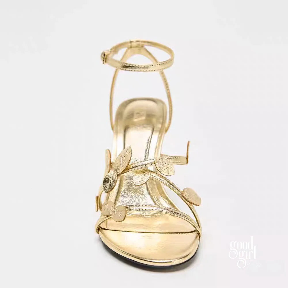 Gold Flower Stiletto Heels
