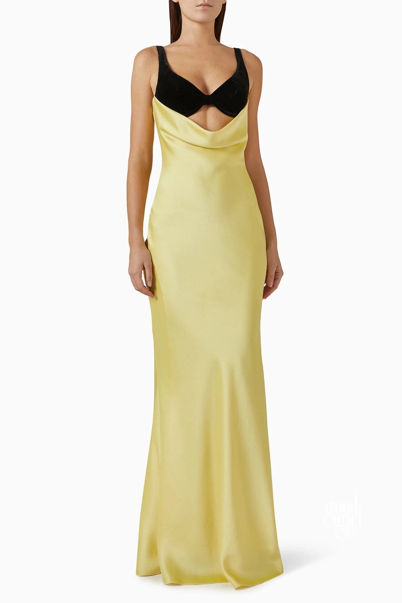 Gretel Color-Blocked Velvet Maxi Dress