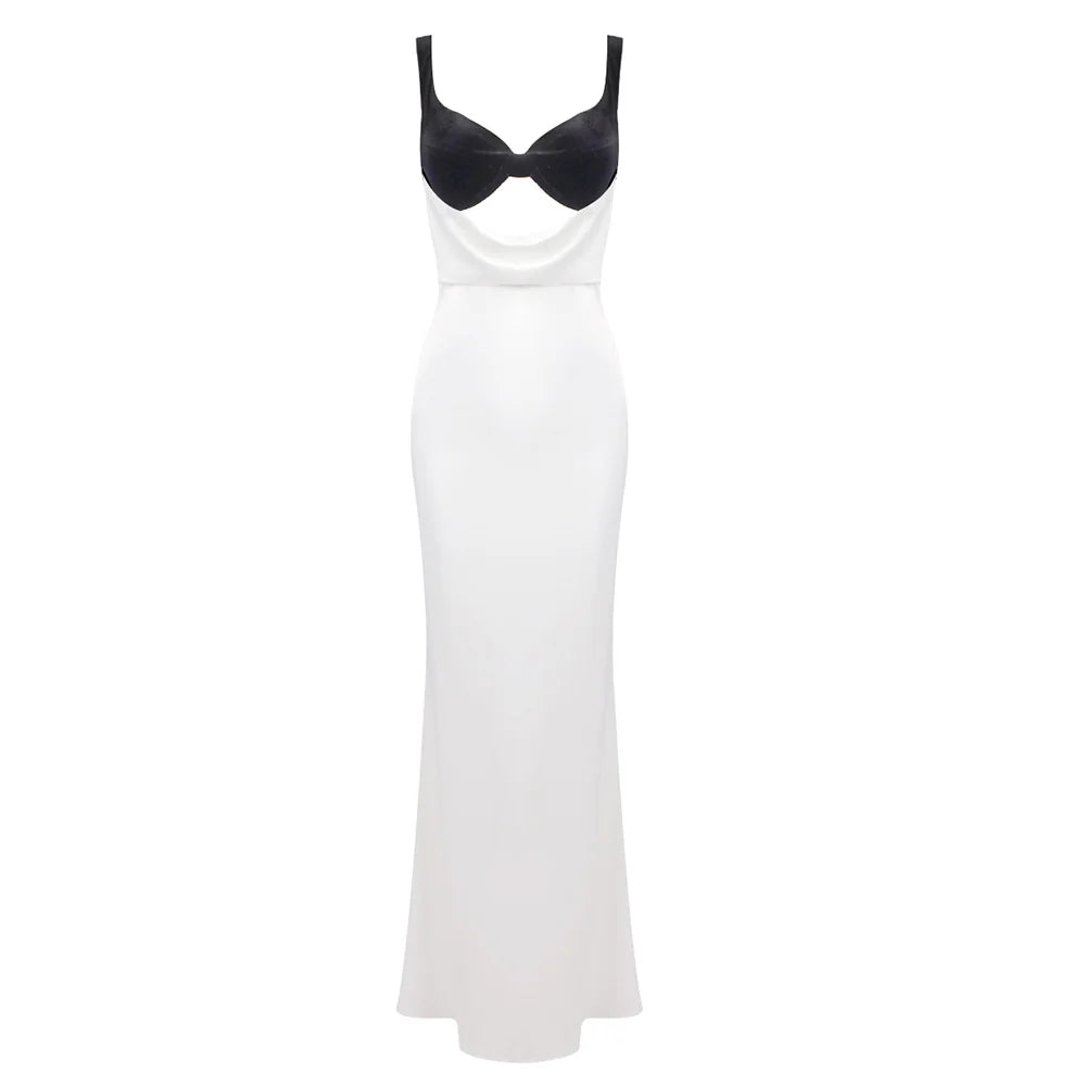Gretel Color-Blocked Velvet Maxi Dress