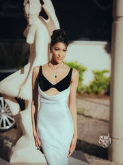Gretel Color-Blocked Velvet Maxi Dress