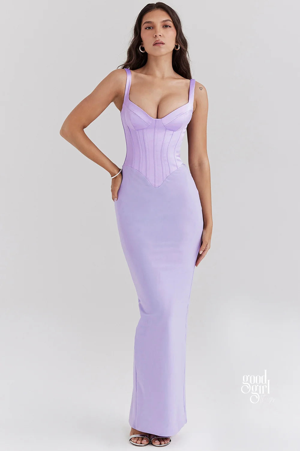 Guinevere Violet Square Neck Maxi Dress