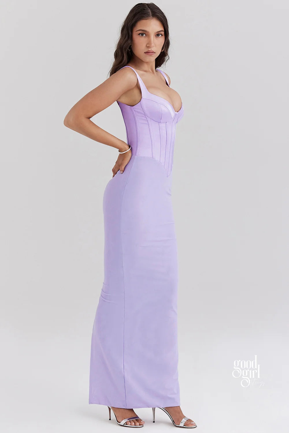 Guinevere Violet Square Neck Maxi Dress