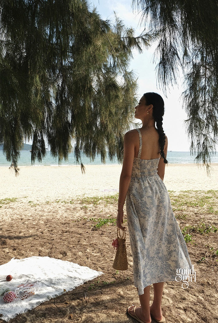 Heba Floral Lace-Up Midi Dress