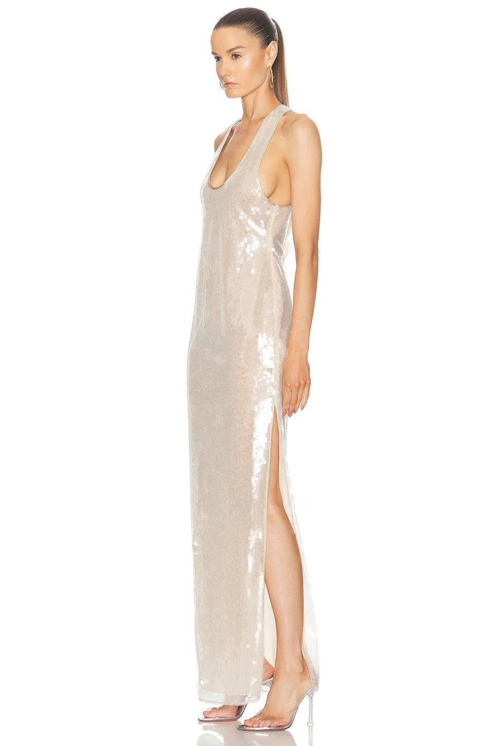 Hunter Sequin Backless Maxi Dress